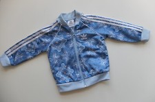 Baby 9-12 Monate Adidas Reißverschluss Jacke Track Blau Muster All Over Print VGC