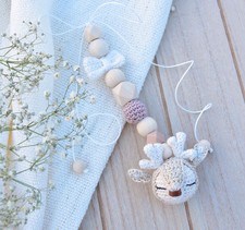 Kinderwagenkette Baby Reh Rehkind Amigurumi Maxi cosi Anhänger Geburt Geschenk