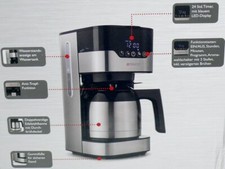 MD18458 Kaffeemaschine Thermoskanne Uhr Timer 1,2L Warmfunktion Edelstahl BLK