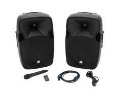 Omnitronic XFM-212AP Aktives Lautsprecherset Funkmikrofon Musikbox Karaoke Box 