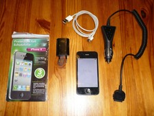 Handy Apple i Phone 4 inkl. Ladekabel Smartphone Schutzfolie 3x Zubehörpaket