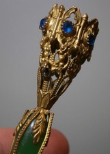 SWEET VIKTORIANISCHER VERGOLDETER METALL & GRÜNES GLAS & PASTE KINDER MINIATUR POSY HALTER