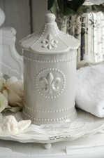 Vorratsdose Dose mit Deckel Keramikdose Gefäß französische Lilie Shabby Chic