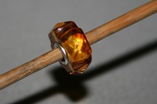 Original Trollbeads -  Carved Diamond Nugget Amber Bernstein - Unique OOAK Rare