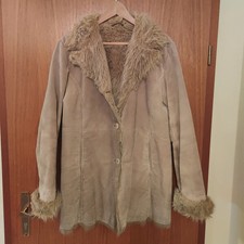 Fell-Leder-Wintermantel Gr. 40-42 sand camel beige