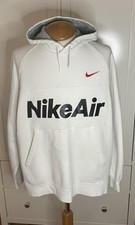 Vintage NIKE AIR Spellout Hoodie Sweatshirt Gr. XL weiß/creme