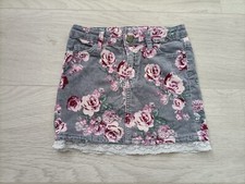 H&M Cordrock Mädchen grau mit rosen Gr: 116