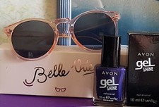 Rosa Sonnenbrille, neu und OVP + AVON Nagellack, blau, neu und OVP