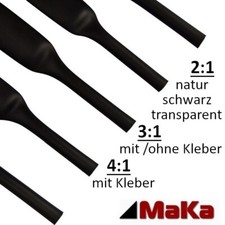 Schrumpfschlauch 2:1  3:1 ohne Kleber 3:1  4:1 Kleber SCHWARZ weiß  transparent
