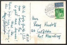 Schiffspost auf dem Bodensee, FRIEDRICHSHAFEN, Ansichtskarte Mainau, 21.7.1951