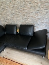 Ecksofa aus schwazen echtleder, von W Schillig