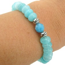 BAILYSBEADS edles Aquamarin & Larimar Armband Armkettechen gummizug Flexband
