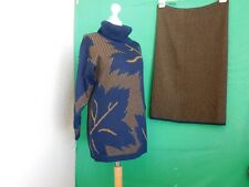 City Combi delmod"2Teile LongPullover+Rock Gr.38-40.Dunkelblau-hellbraun Melange