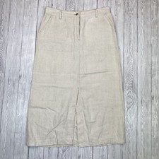 H&M Logg Damenrock UK 18 beige Leinen geknöpft Taschen 34 x 34 lange Gürtelschlaufen