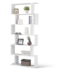 Holz Bücherregal 6 Ebenen freistehendes Aufbewahrungsregal Home Office Industrieständer