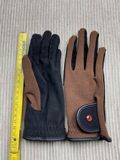 NEU HKM Reithandschuhe XS Professional Nubuk Lederimitat Pferd Braun Schwarz