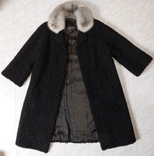 Vintage 70er Max Hörl München Persianer Mantel Pelzkragen Größe 42 44 Top