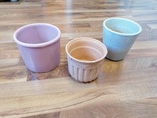 3 Stück Übertöpfe braun und grau Keramik/Ton Höhe ca. 12 cm, 13 cm, 15 cm