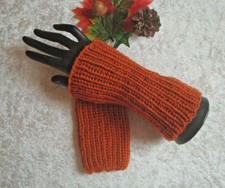 breite Pulswärmer Stulpen 100% Wolle (Merino) handgestrickt rostbraun