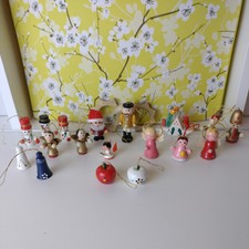 20 x Vintage Retro Holz handbemalt deutsche Weihnachtsbaumschmuck Konvolut