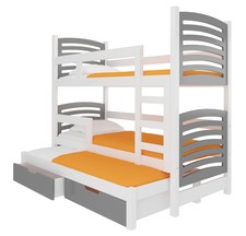 Hochbett 75x180cm Etagenbett Kinderbett Kiefer massiv weiß grau 82546695