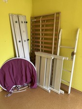 PAIDI Hochbett mit Zelt 90x200, 120cm hoch, weiß-grau, in Stockbett umbaubar