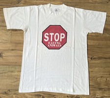 Vintage 90s Linda McCartney Stop Eating Animals-GO VEGGIE T-Shirt Größe L
