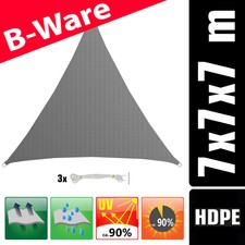 B-Ware  Sonnensegel 7x7x7 m HDPE Dreieck Sonnenschutz Überdachung Garten Grau