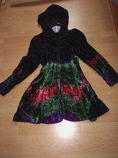 Hippie Batik Samt Pannesamt Long Jacke Gehrock Kapuze Stickerei Borten Jordash L
