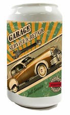 Spardose Nostalgie Auto Retro Werkstatt Full Service Keramik bedruckt