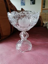 Schöne große Bonboniere Glas, Gebäckschale, Dekoschale, Kristallglas auf Fuß