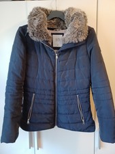 Winterjacke von Q/S mit großem Webpelzkragen Gr. M in Blau - guter Zustand