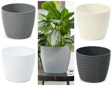 Übertopf Rund Pflanztopf Blumentopf 4 Farben 8 Größen Strickstruktur SET