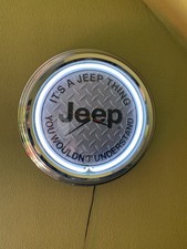 Jeep - Neon Uhr Clock Wanduhr Neonuhr Neonclock Werkstatt Sehr Selten