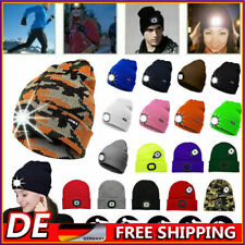 LED Beanie Mütze mit Licht USB Wiederaufladbare Winter Stricken Mütze Lampe DE