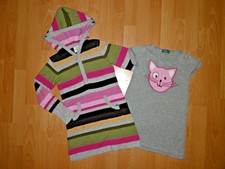 2x Strickkleid Gr. 116 122 Mädchen H&M Topolino grau bunt Katze Herbst 