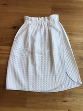 Caletto Saunakilt M Damen Waffelpique Essenza Möve Weiß Grau Klett Gummi - NEU