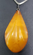 Halskette 835 SILBER Silberkette Bernstein necklace Anhänger argent Art Deco