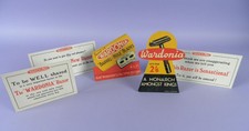 Menge Vintage Wardonia Rasierklingen & Rasierklingen Werbung Shop Stand Up Karten