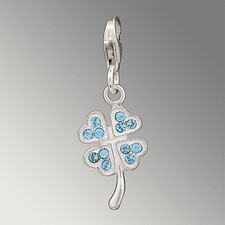 Silberanhänger - Charm - KLEEBLATT - Swarovski -Aquamarine - Sterlingsilber 925