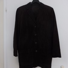 Lederjacke Lederkurzmantel Dunkelbraun Longblazer Gr. 36 / 38 Wildleder