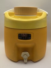 Vintage Thermoskanne 4 Liter Spender Heiß & Kalt Getränke orange & gelb Retro 1970er