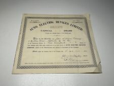 Vintage (1929) Auto Elektrogeräte Limited Share Zertifikat