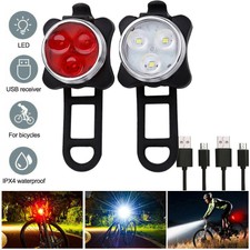LED Fahrradlicht Set USB Fahrradbeleuchtung Fahrad Scheinwerfer Rücklicht Lampe