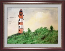 Handgemaltes Aquarell "Leuchtturm Amrum   "