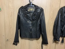 alte Kunst-Lederjacke Bikerjacke schwarz Gr. 40 L 14 Motorrad Jacke Knöpfe sexy