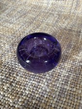 Schwerer Vintage lila Kunst Glaskerze Tee Licht Halter/Briefbeschwerer-Blase