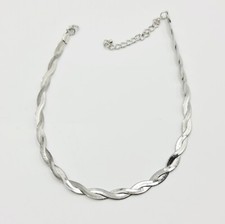 Silbergeflechte Twist Kette Halskette verstellbar Schichtung