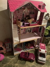 XXL Barbie Puppenhaus 3 Etagen Puppenstube Puppenvilla Aufzug  + Zubehör /Auto /