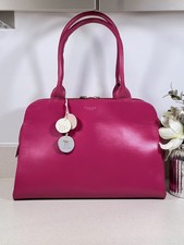 Radley Millbank Fuchsia rosa großer Ledertragetasche mit umlaufendem Reißverschluss Laptoptasche gebraucht